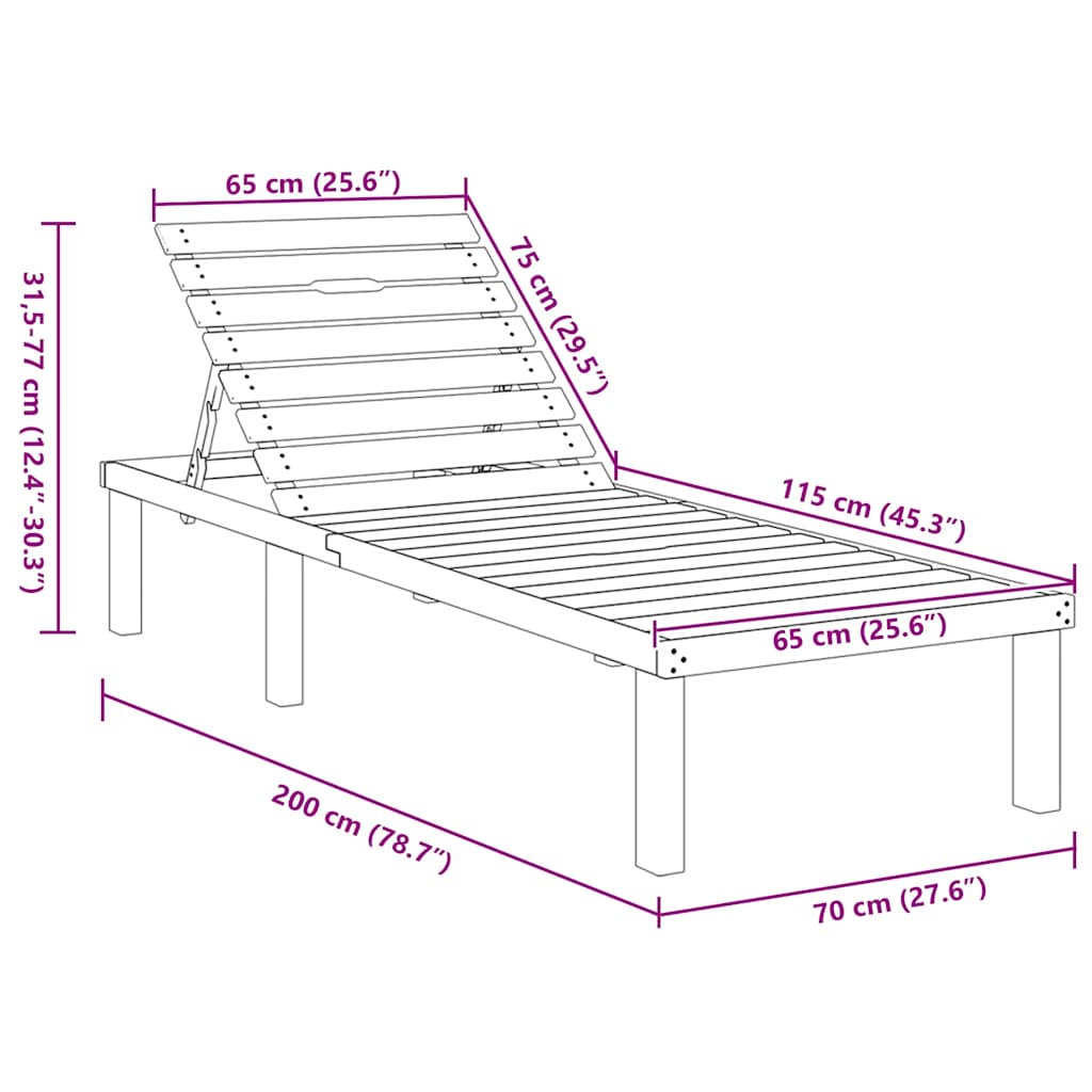 Sun Lounger Impregnated Pinewood