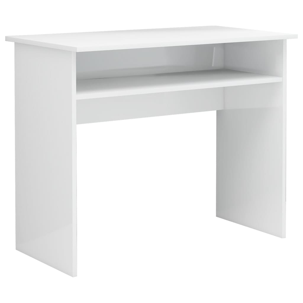 Desk High Gloss White 90x50x74 cm Engineered Wood
