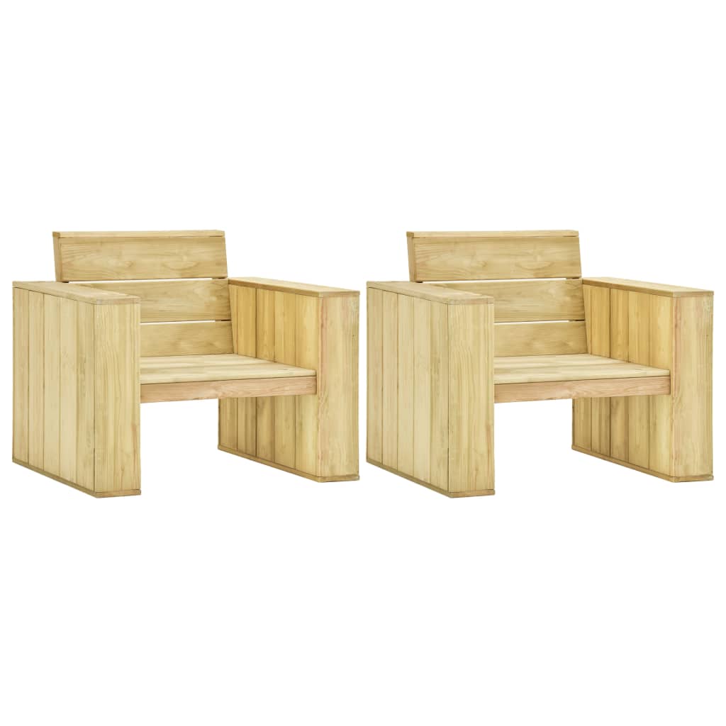 Garden Chairs 2 pcs 89x76x76 cm Impregnated Pinewood