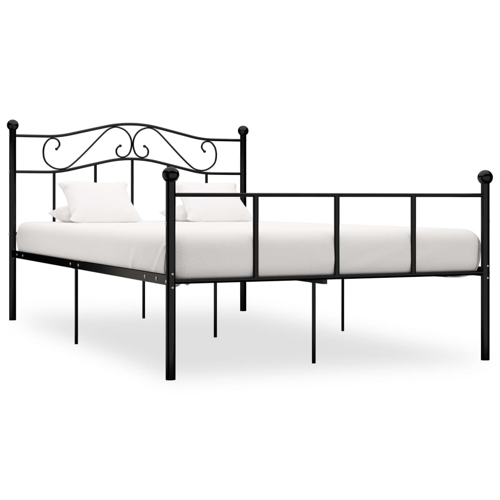 284526 vidaXL Bed Frame without Mattress Black Metal 140x200 cm
