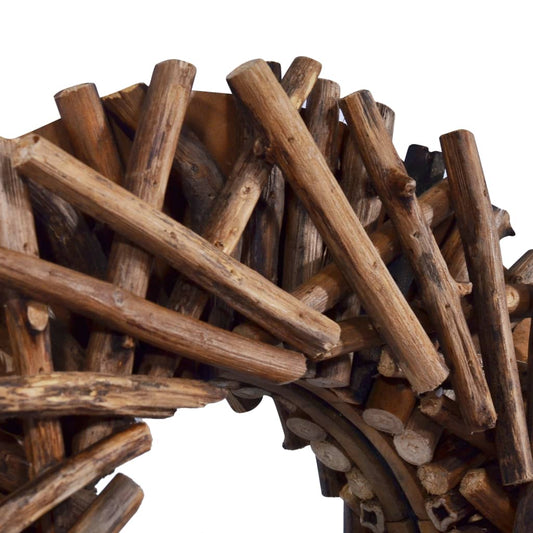 Wall Mirror 60 Cm Teak Round