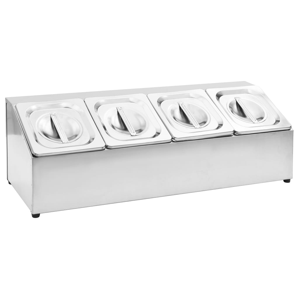 Gastronorm Container Holder with 4 GN 1/6 Pan Stainless Steel