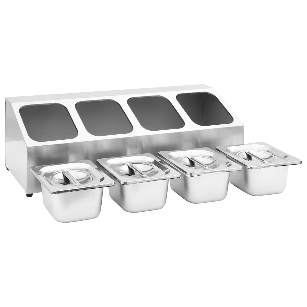Gastronorm Container Holder with 4 GN 1/6 Pan Stainless Steel
