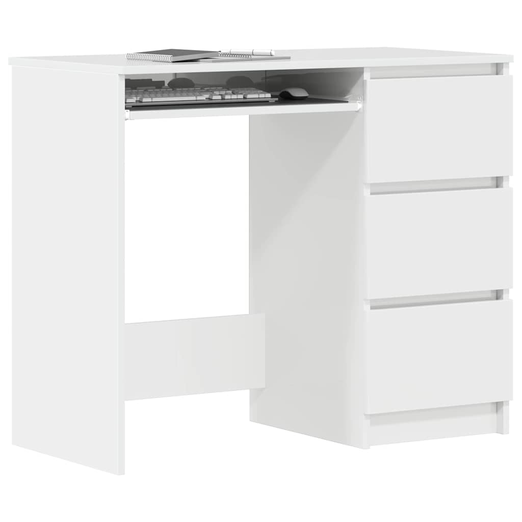 Desk High Gloss White 90x45x76 cm Engineered Wood
