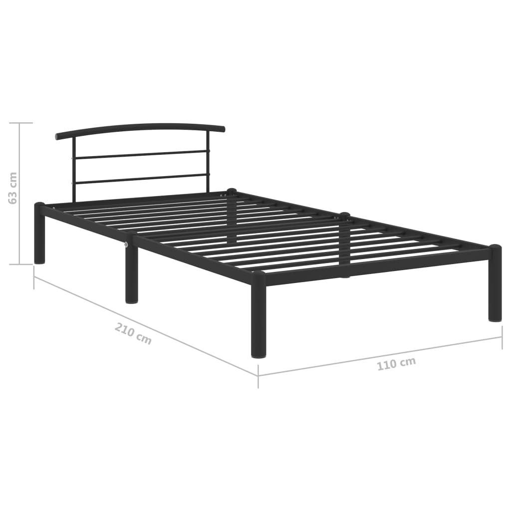 284657 vidaXL Bed Frame without Mattress Black Metal 100x200 cm
