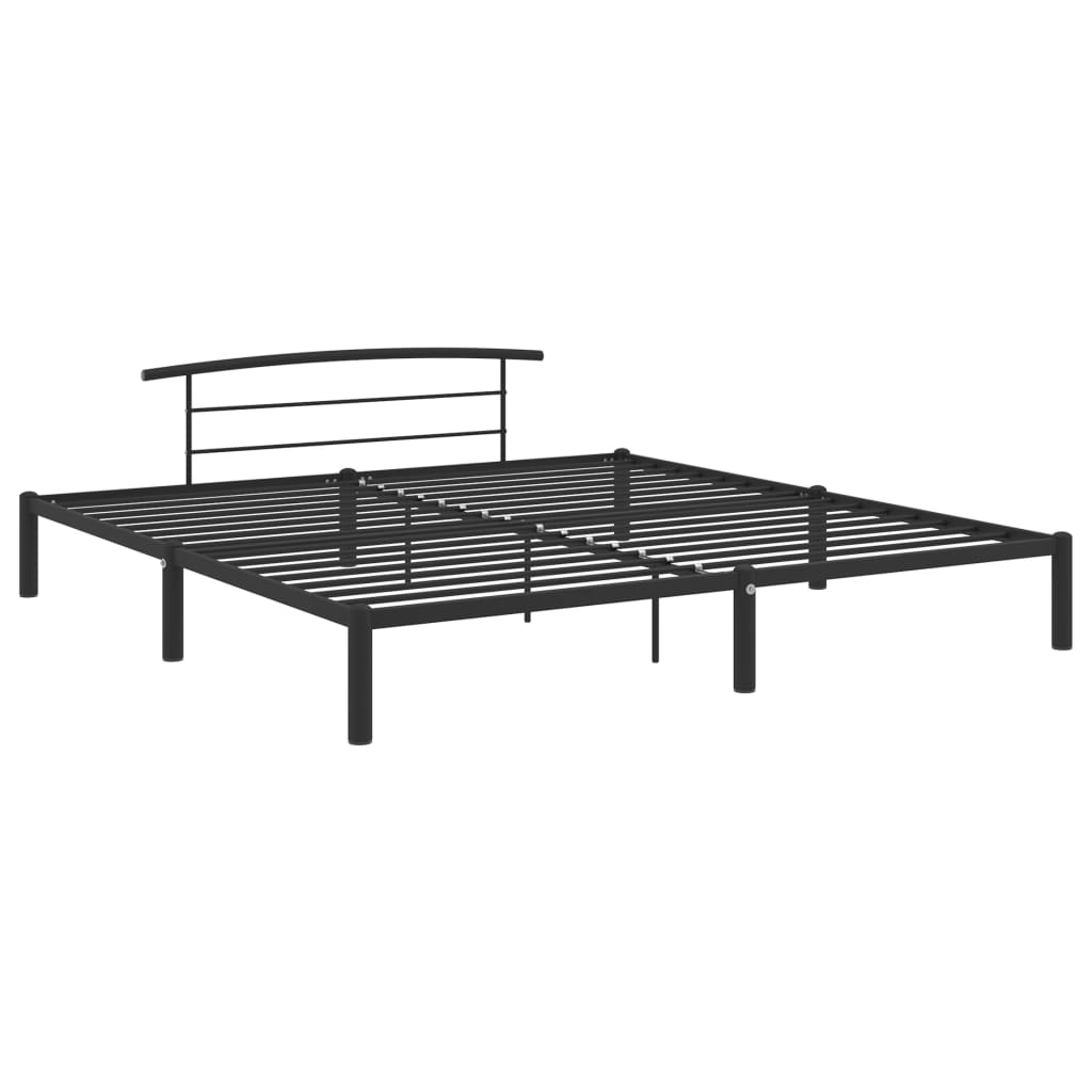 284661 vidaXL Bed Frame without Mattress Black Metal 180x200 cm Super King