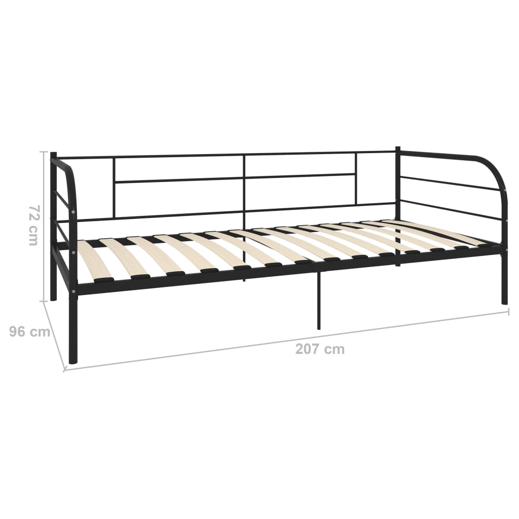 284673 vidaXL DayBed Frame without Mattress Black Metal 90x200 cm
