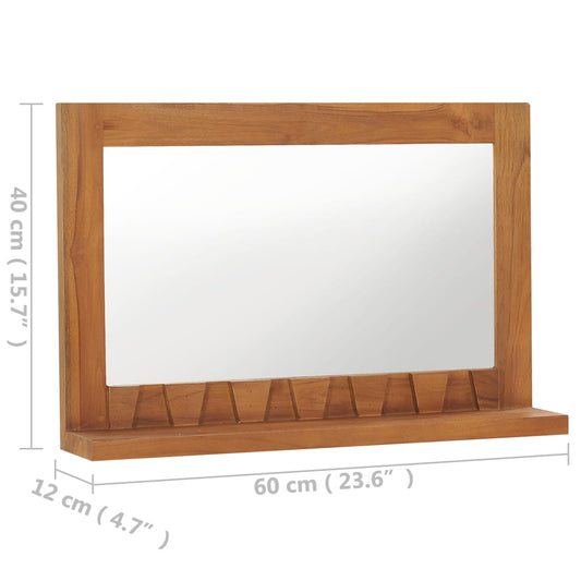 Wall Mirror With Shelf Solid Teak Wood