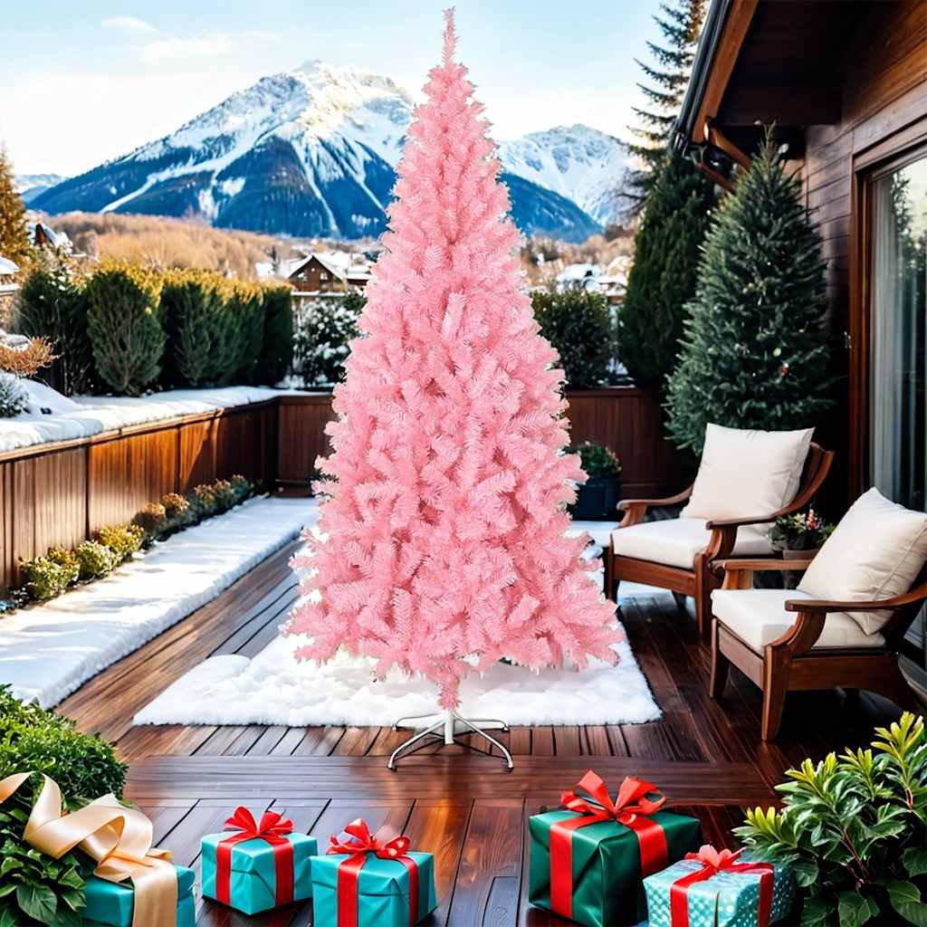 Artificial Christmas Tree with Stand Pink 210 cm PVC