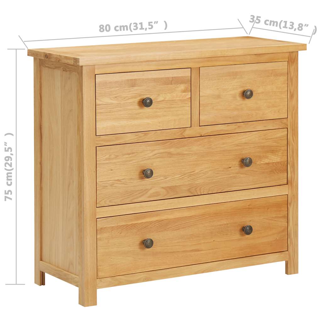 Chest of Drawers 80x35x75 cm Solid Oak Wood
