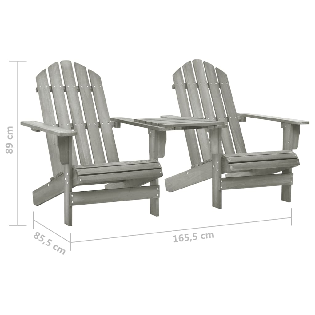 Garden Adirondack Chair Solid Fir Wood Grey