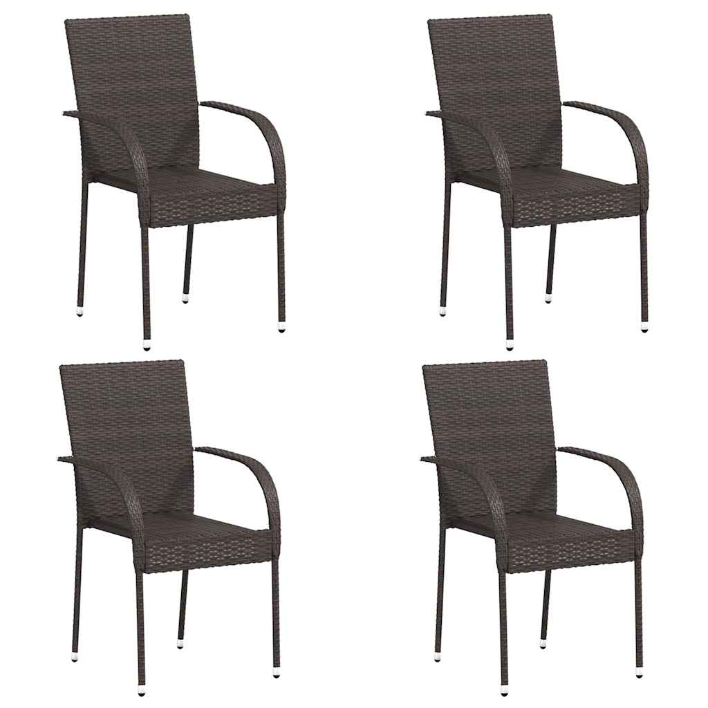 Stackable Outdoor Chairs 4 pcs Poly Rattan Brown