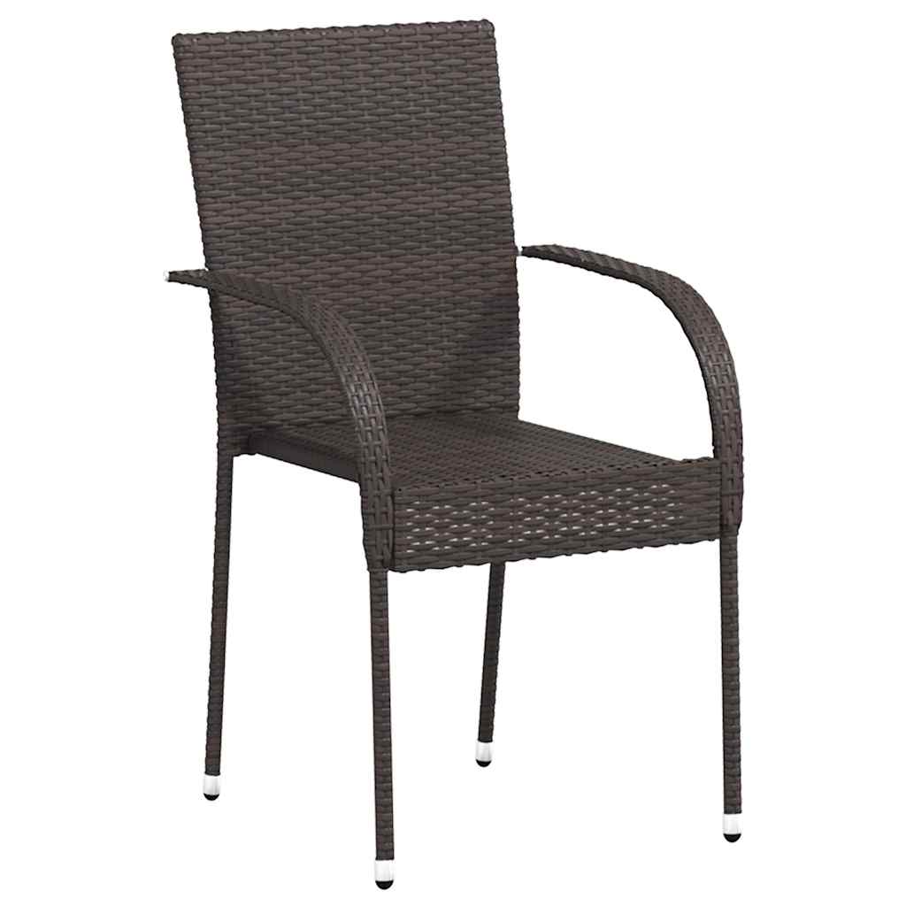 Stackable Outdoor Chairs 4 pcs Poly Rattan Brown