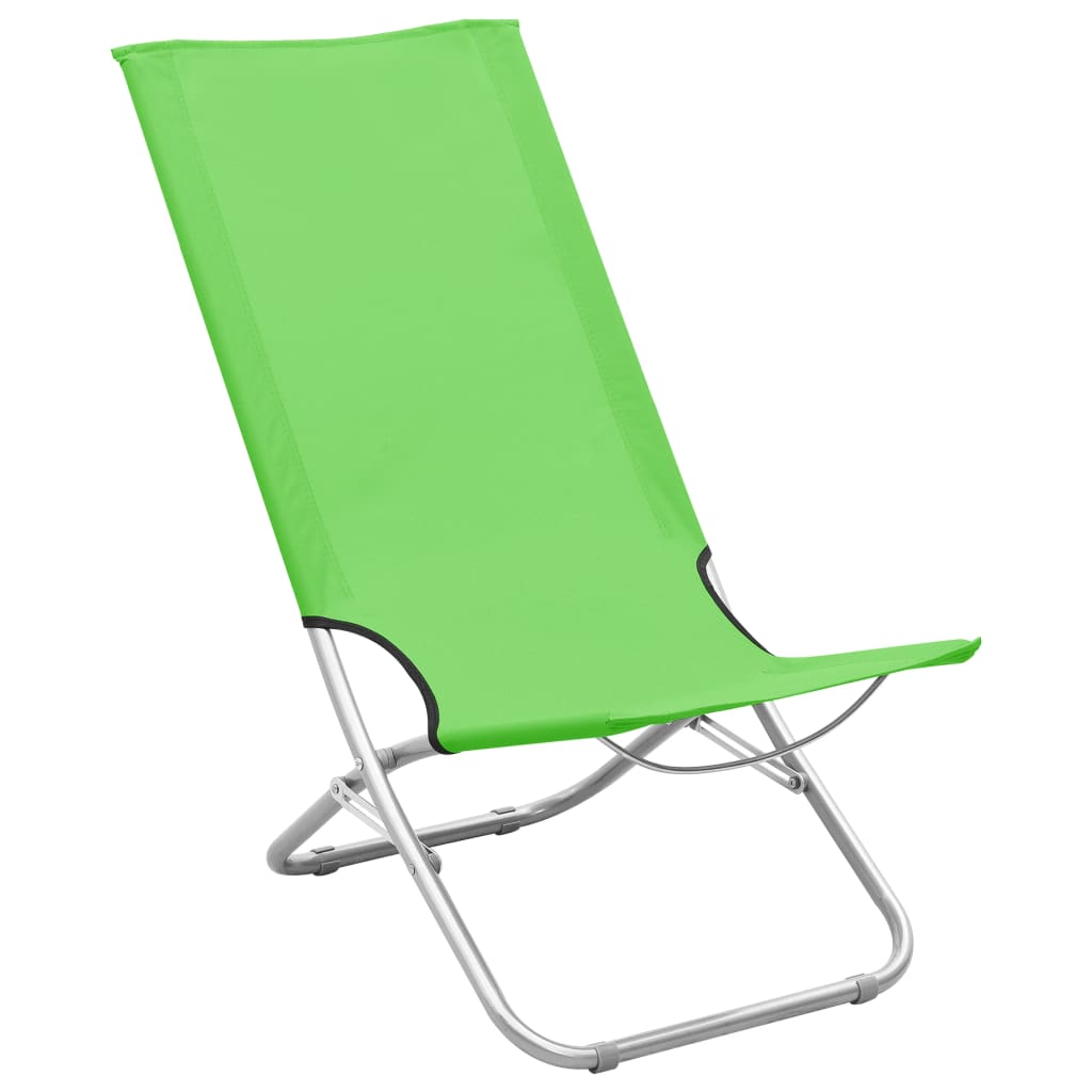 Folding Beach Chairs 2 pcs Green Fabric
