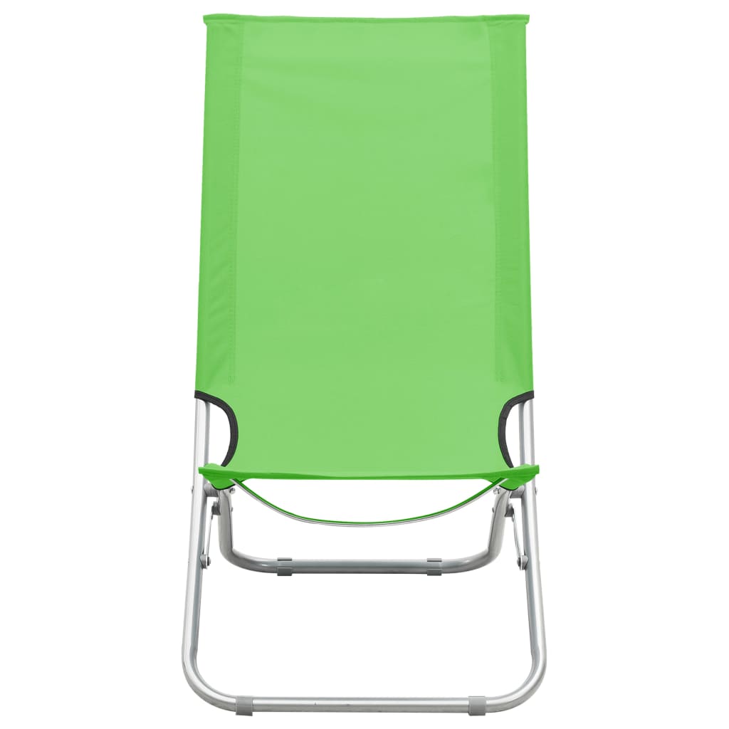 Folding Beach Chairs 2 pcs Green Fabric