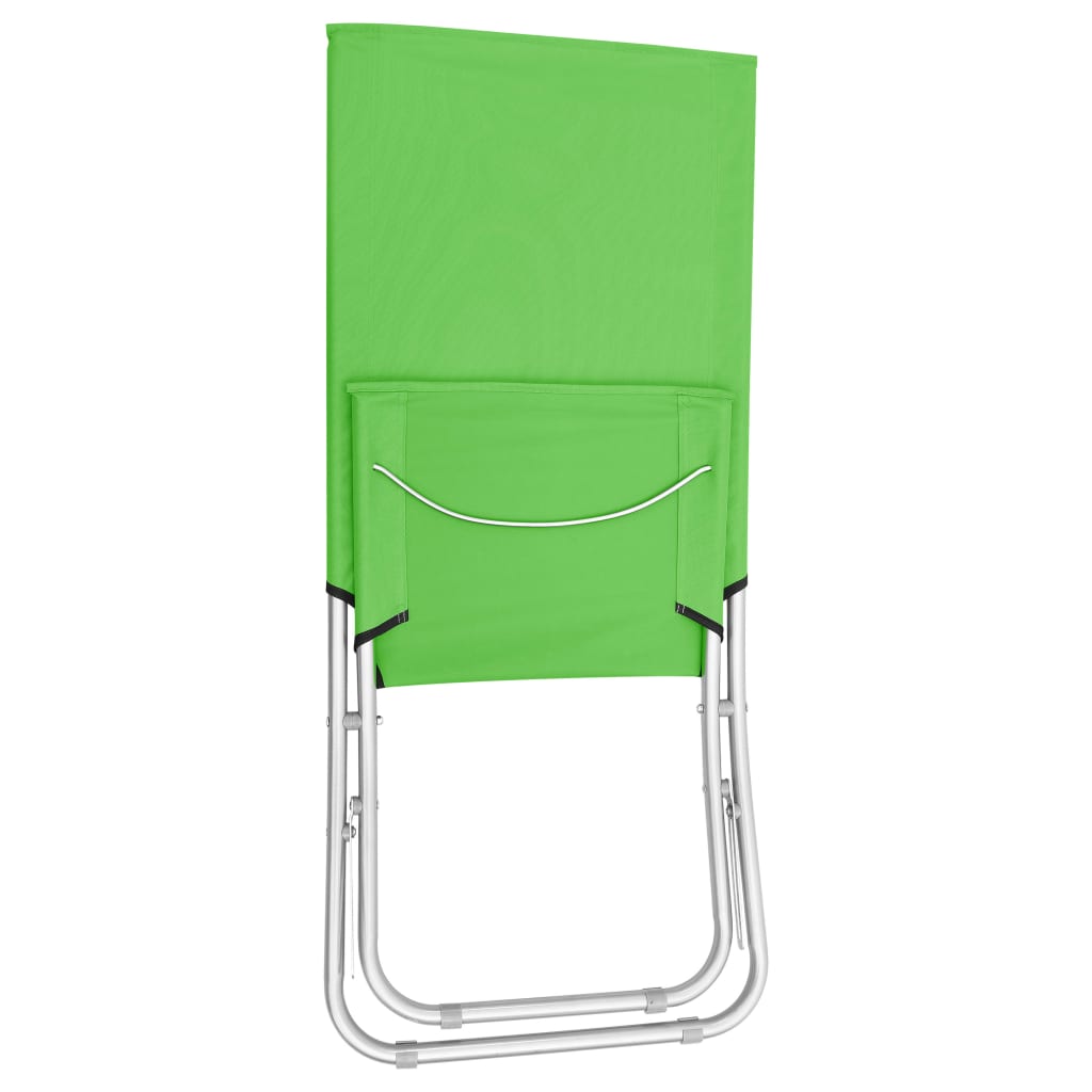 Folding Beach Chairs 2 pcs Green Fabric
