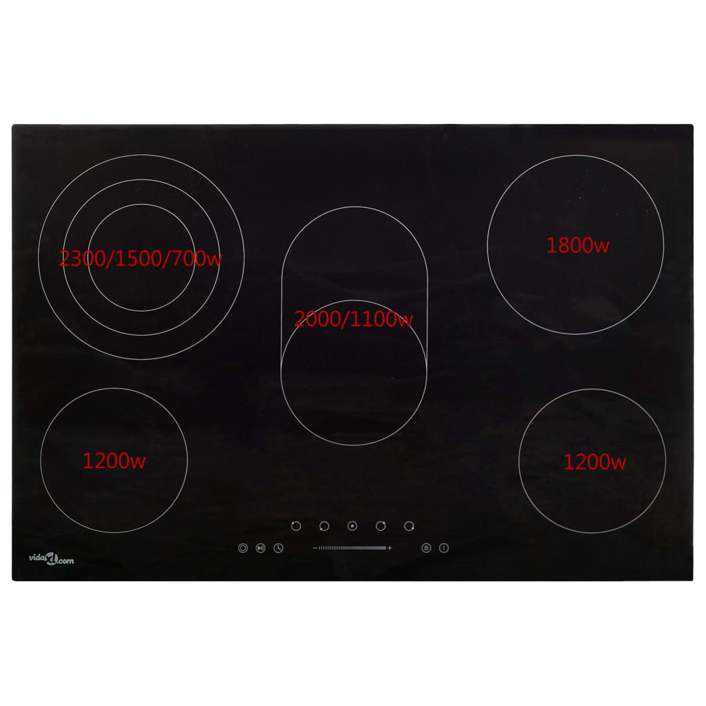 Ceramic Hob with 5 Burners Touch Control 90 cm 8500 W