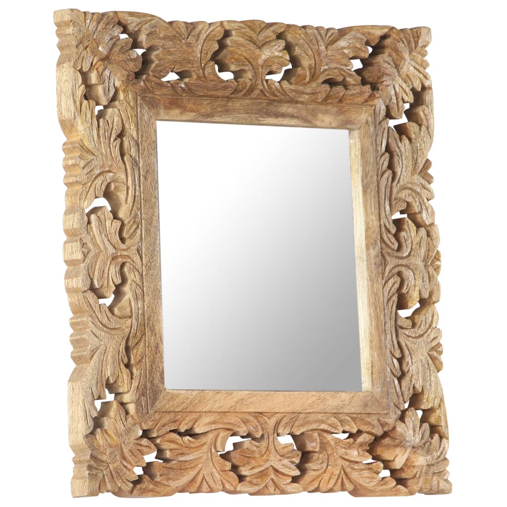 Hand Carved Mirror Solid Mango Wood