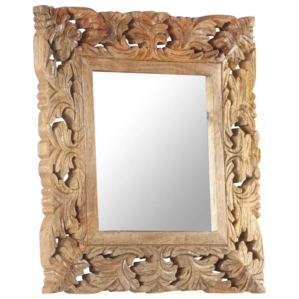 Hand Carved Mirror Solid Mango Wood