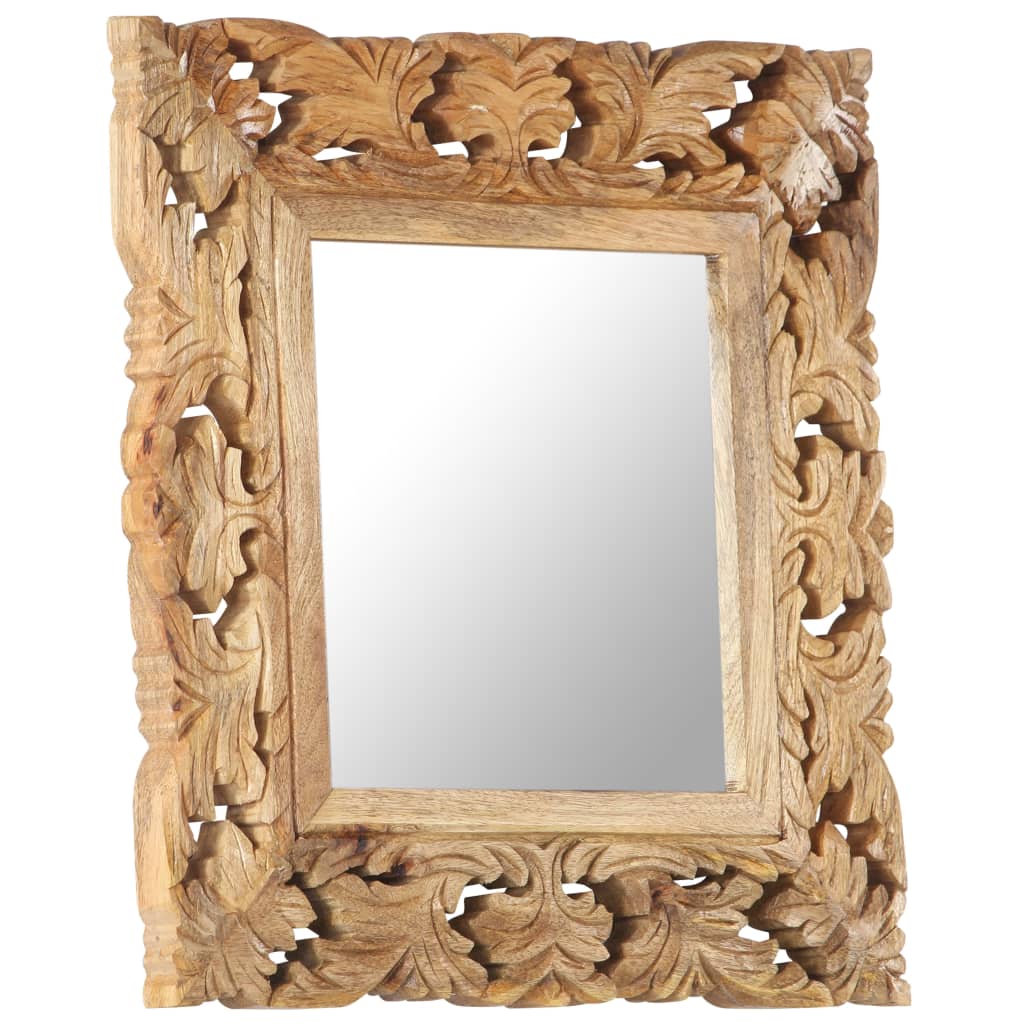 Hand Carved Mirror Solid Mango Wood
