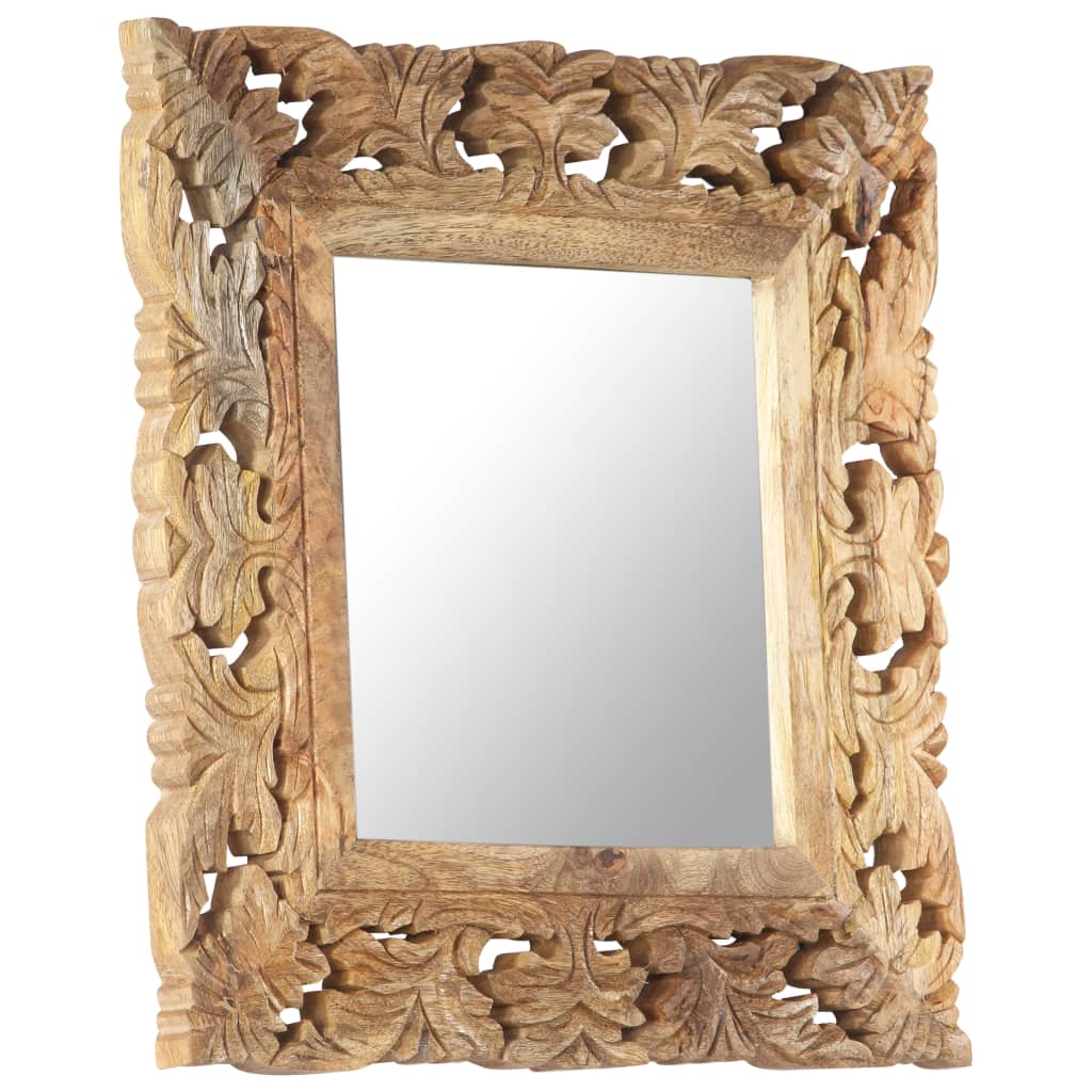 Hand Carved Mirror Solid Mango Wood