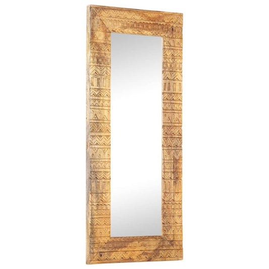 Hand-Carved Mirror Solid Mango Wood