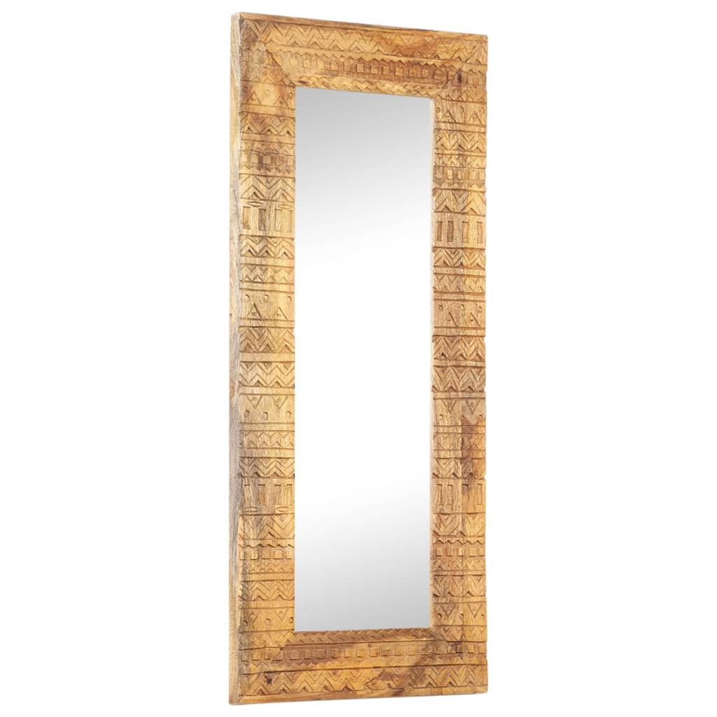 Hand-Carved Mirror Solid Mango Wood