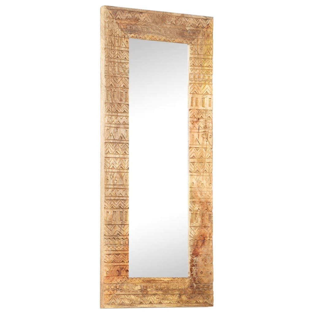 Hand-Carved Mirror Solid Mango Wood