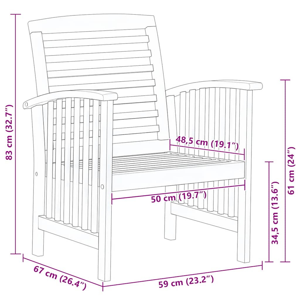 Garden Chairs 2 pcs Solid Acacia Wood