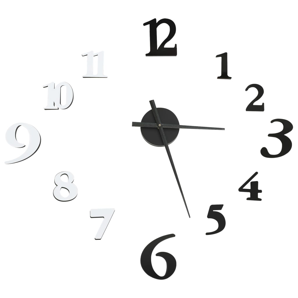 3D Wall Clock Modern Design Black and White 100 cm XXL