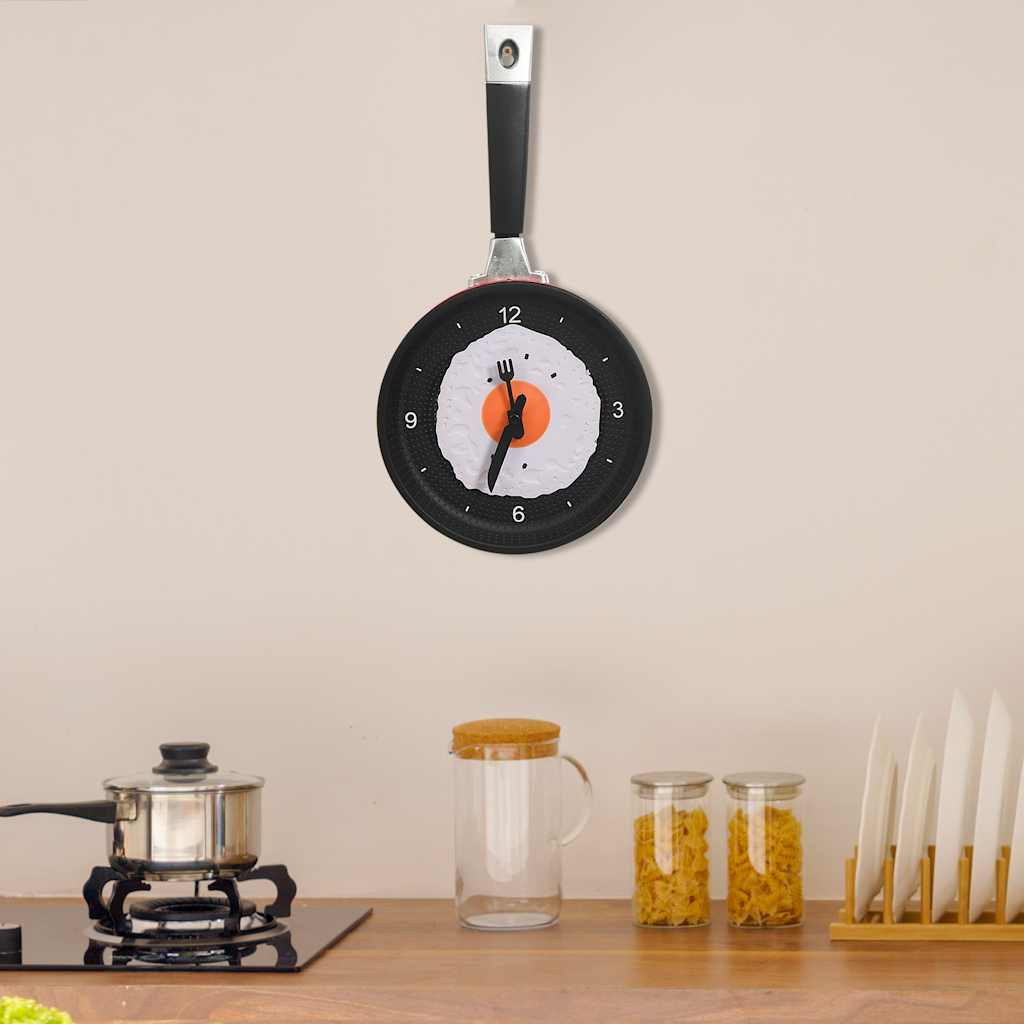 Wall Clock with Fried Egg Pan Design 18.8 cm