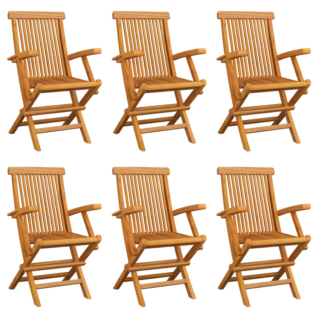 Folding Garden Chairs 6 pcs Solid Teak Wood