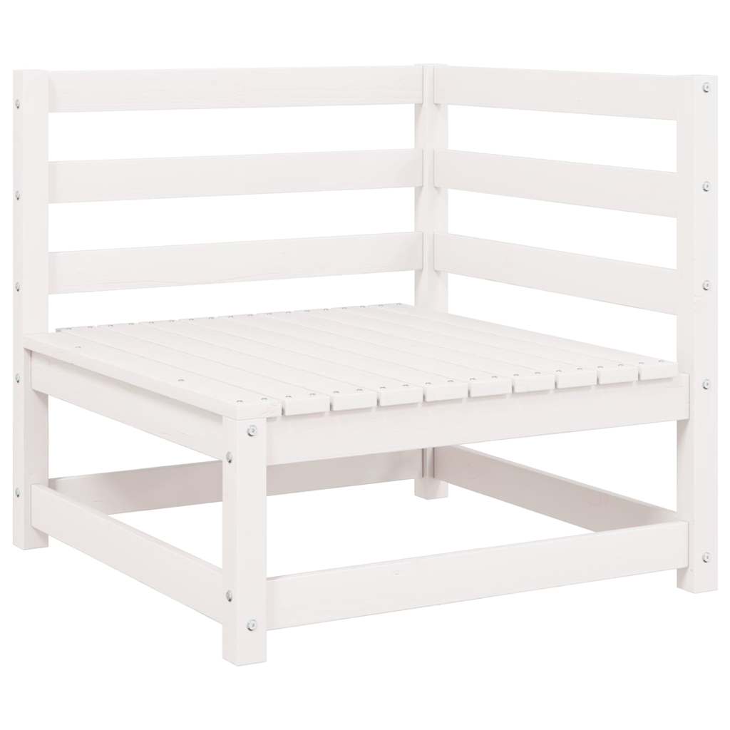 Garden Corner Sofa White Solid Wood Pine