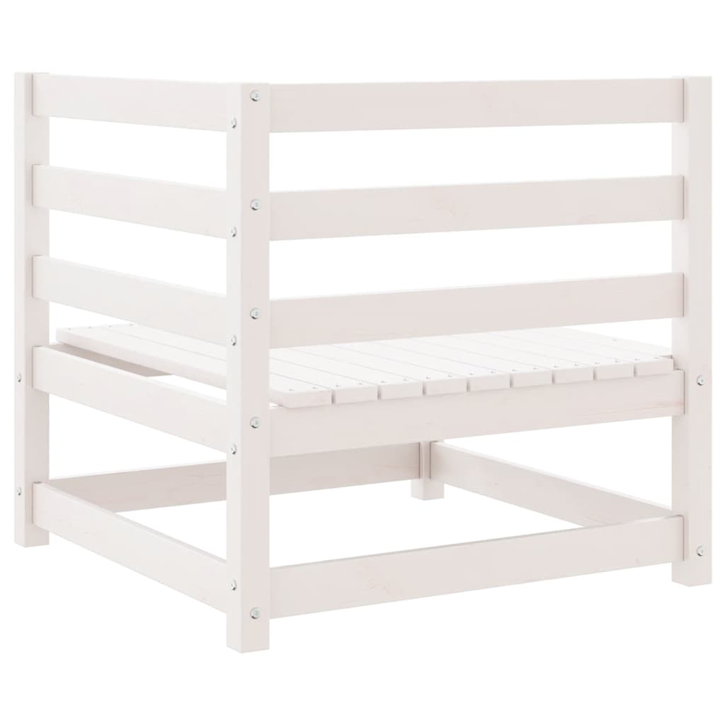 Garden Corner Sofa White Solid Wood Pine
