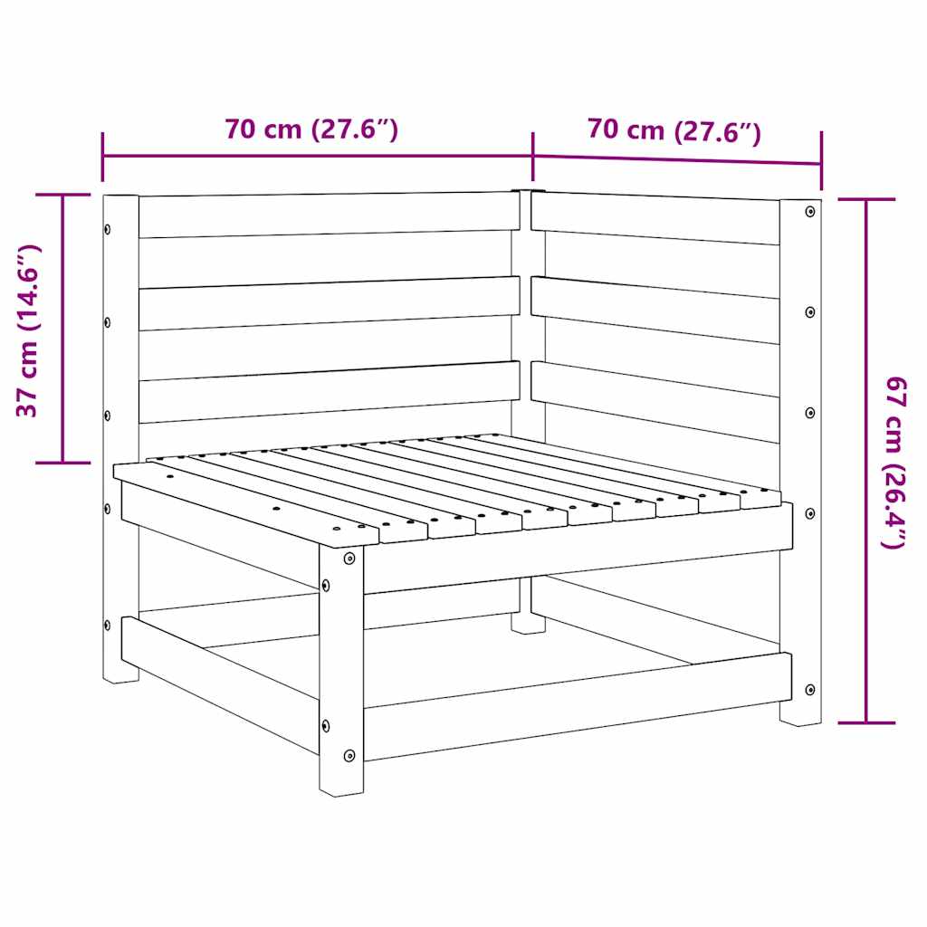 Garden Corner Sofa White Solid Wood Pine