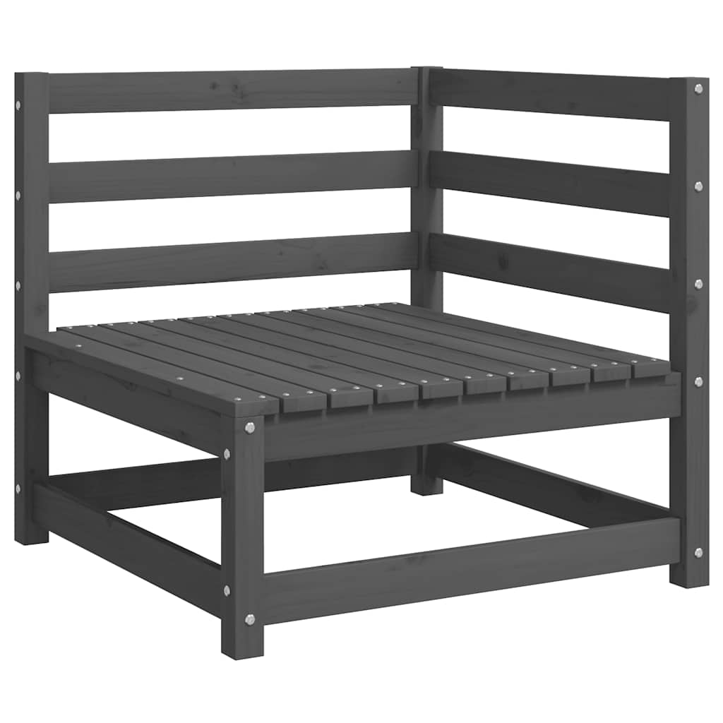 Garden Corner Sofas 2 pcs Grey Solid Wood Pine