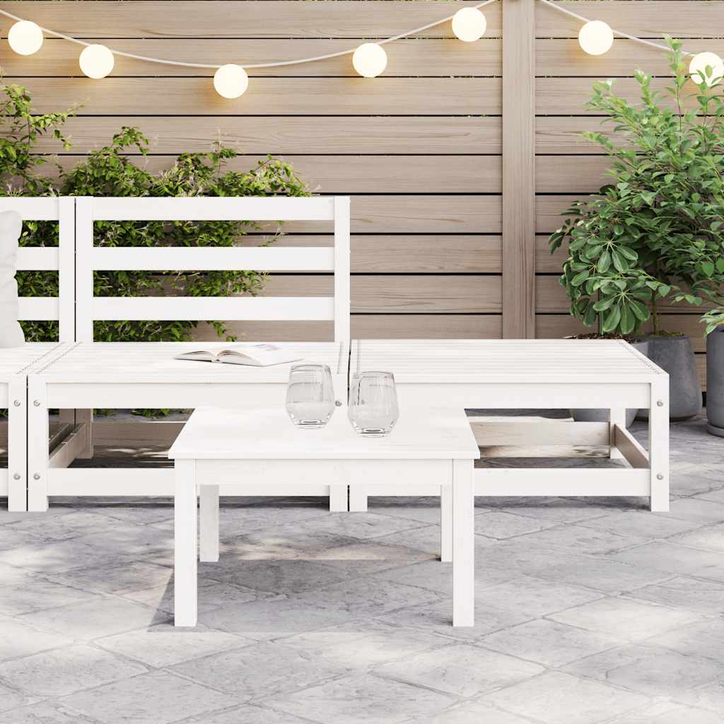 2 Piece Garden Lounge Set White Solid Pinewood