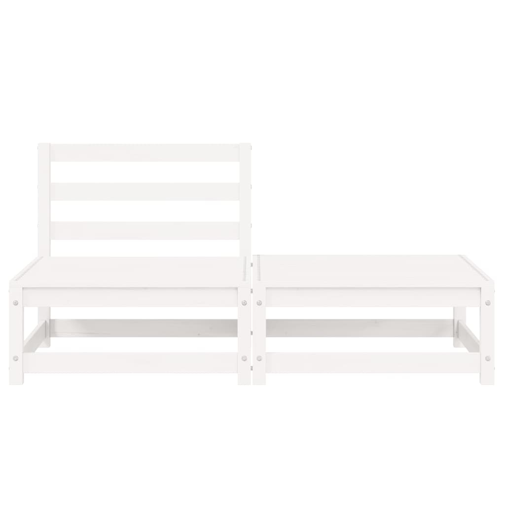 2 Piece Garden Lounge Set White Solid Pinewood