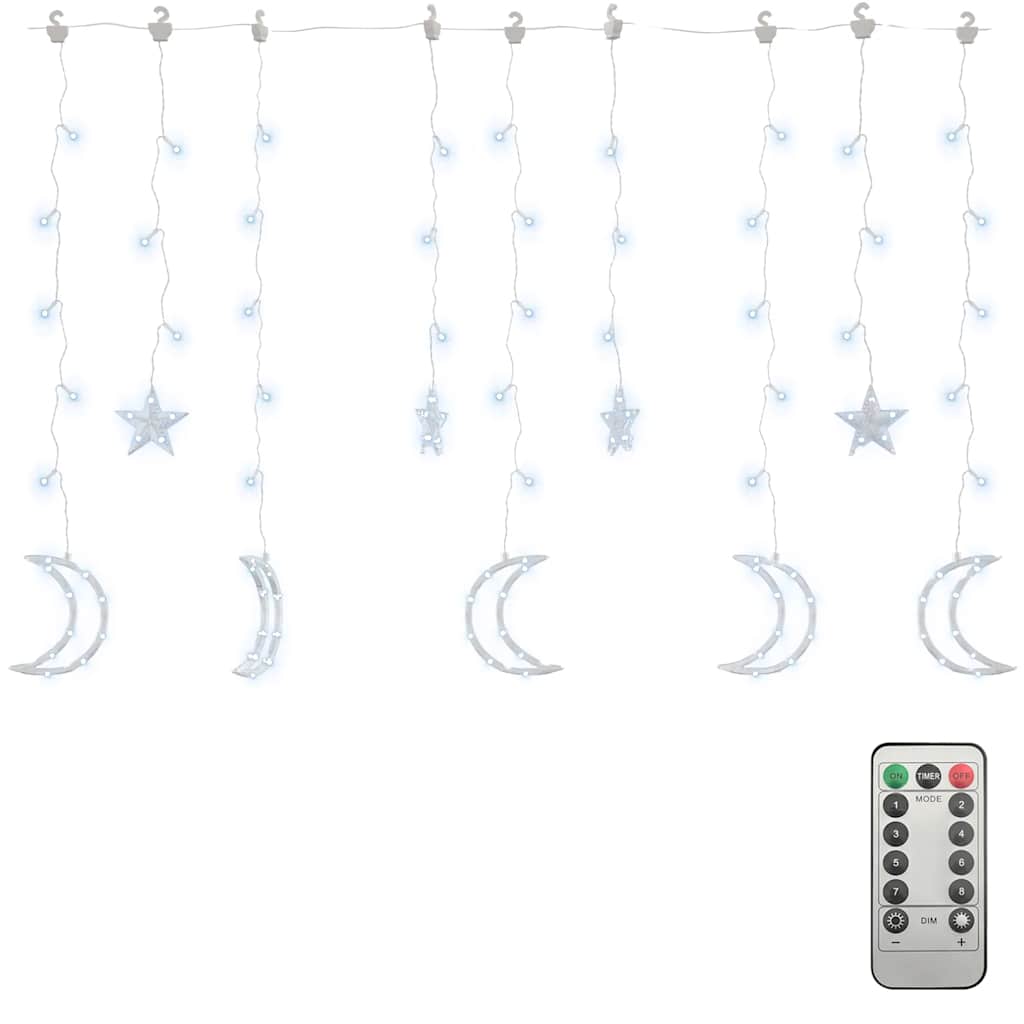 Star and Moon Fairy Lights Remote Control 345 LED Cold White