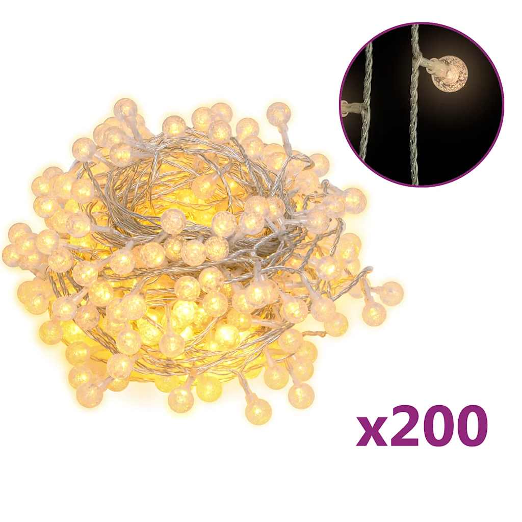 Globe Fairy String Lights 20m 200 LED Warm White 8 Function