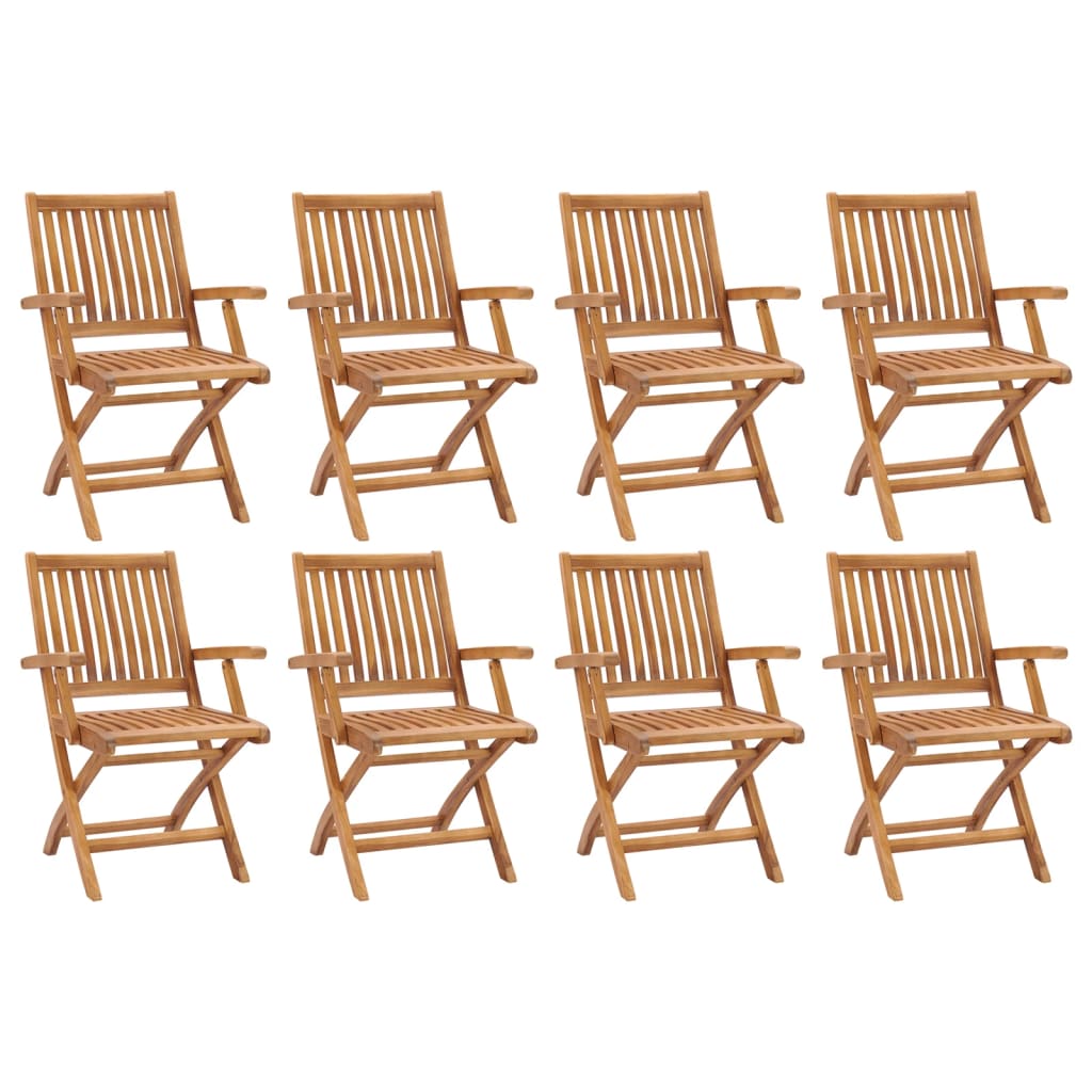 Folding Garden Chairs 8 pcs Solid Teak Wood