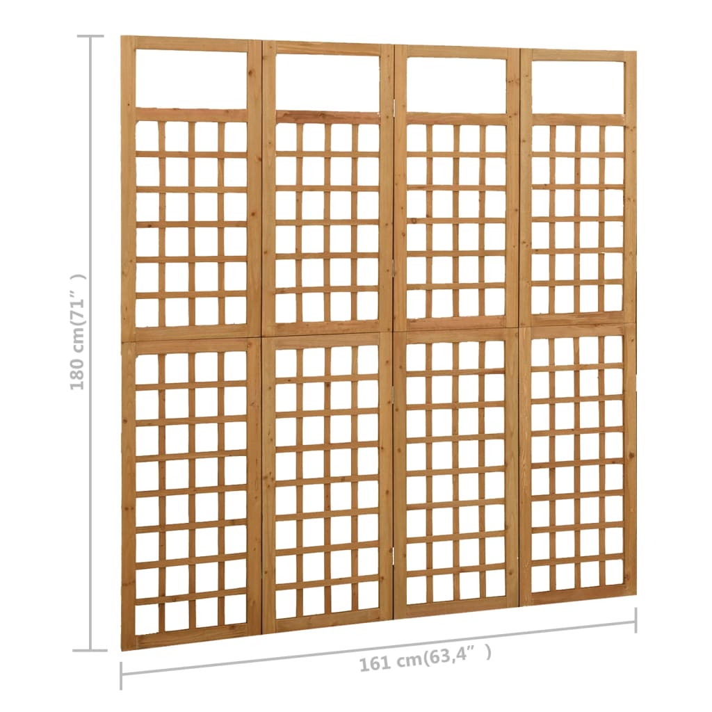 4-Panel Room Divider/Trellis Solid Fir Wood 161x180 cm