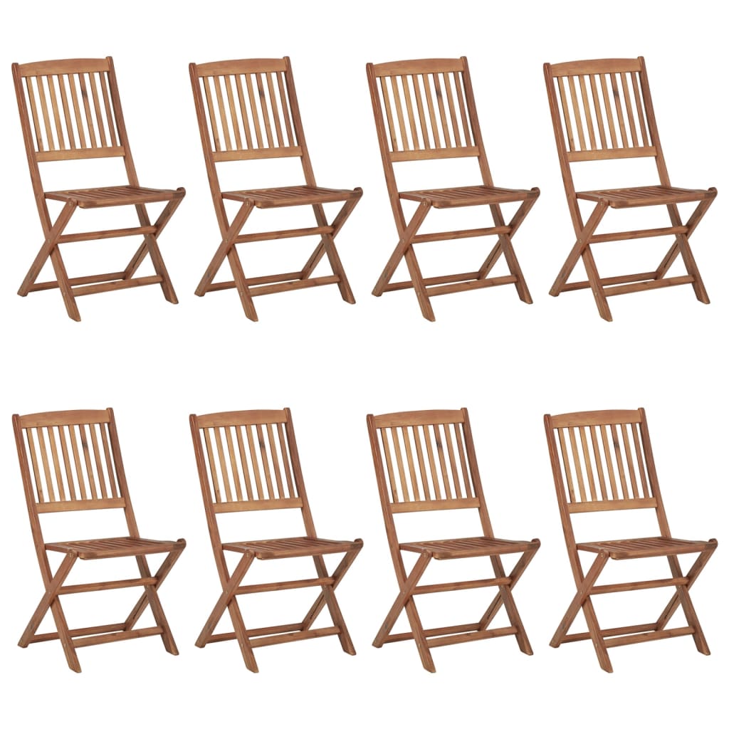 Folding Outdoor Chairs 8 pcs Solid Acacia Wood