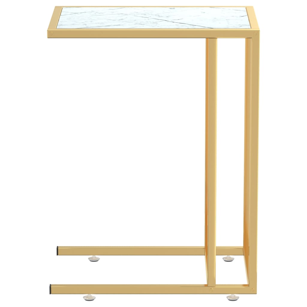 Computer Side Table White Marble 50x35x65 cm Tempered Glass