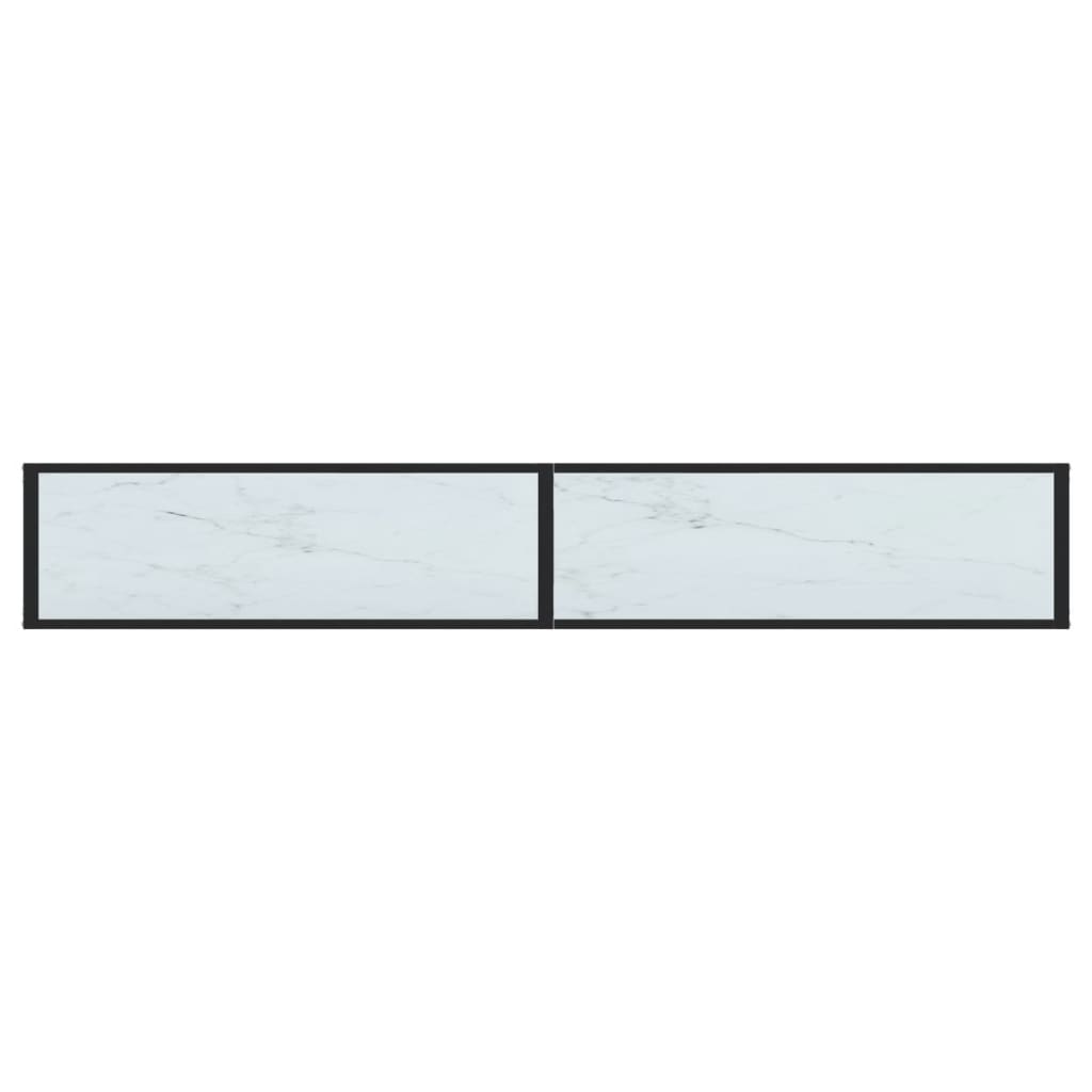Console Table White Marble 220x35x75.5cm Tempered Glass