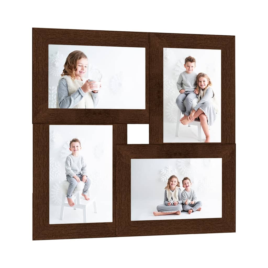 Collage Photo Frame for 4x(13x18 cm) Picture Dark Brown MDF