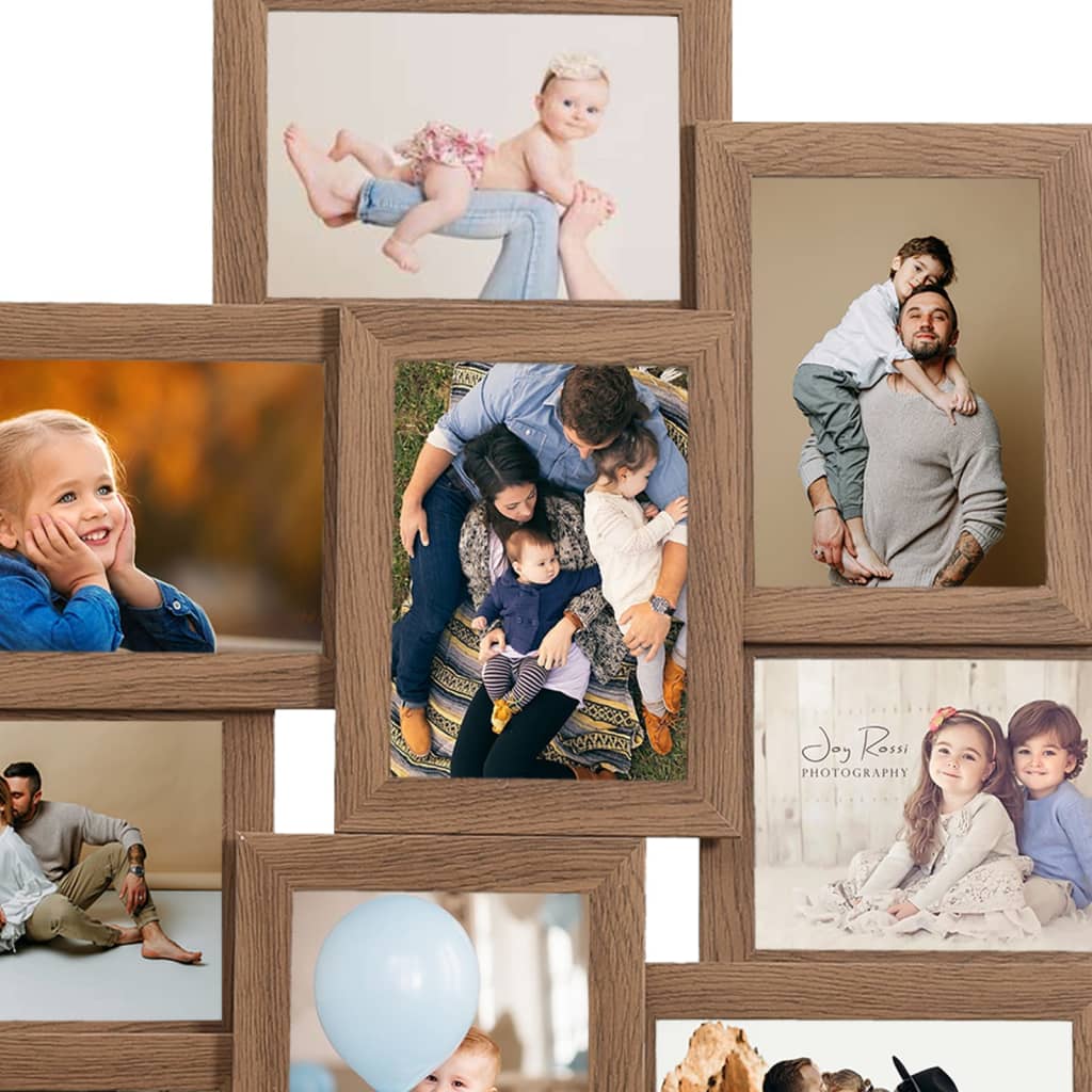 Collage Photo Frame for 10x(13x18 cm) Picture Light Brown MDF