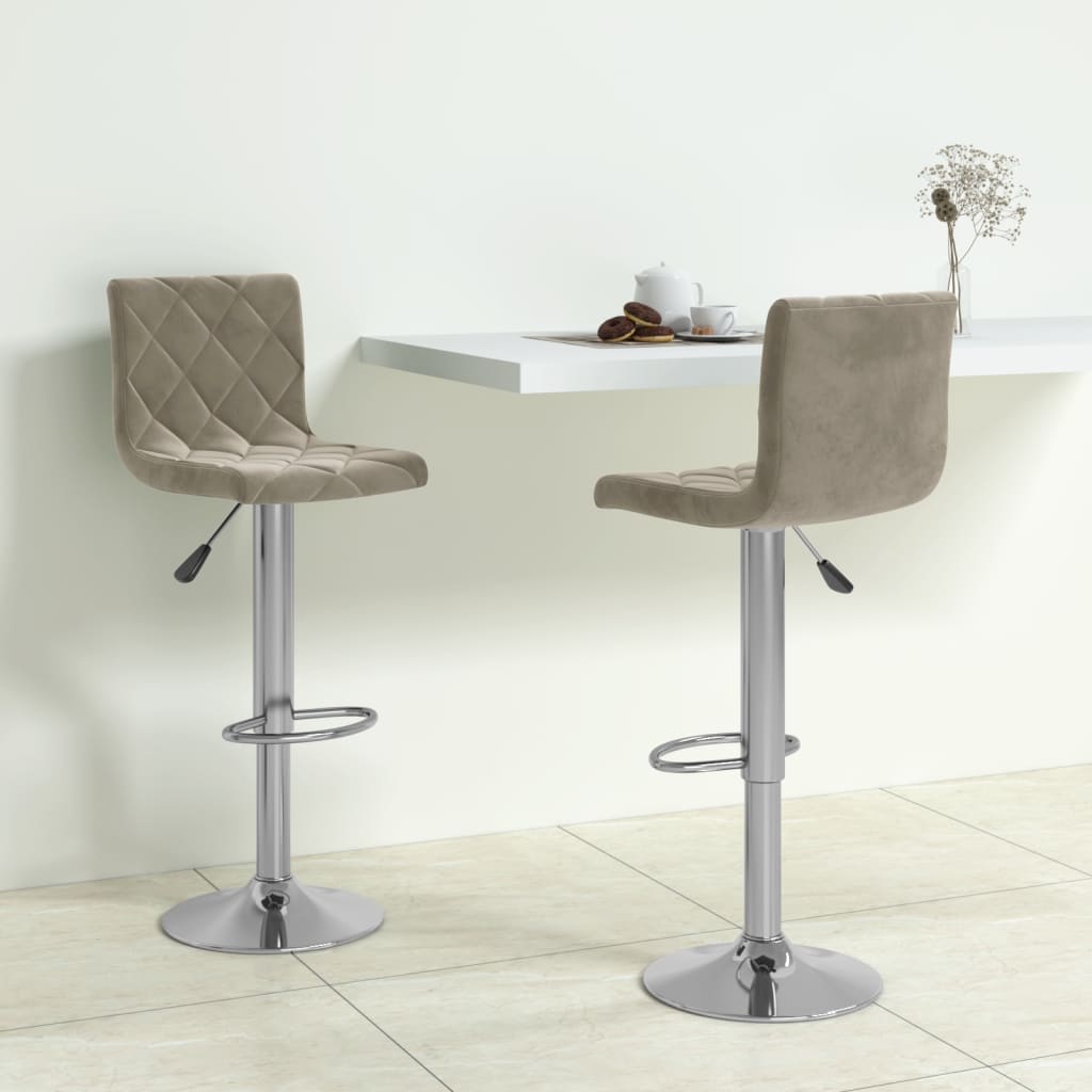 Bar Stools 2 pcs Light Grey Velvet