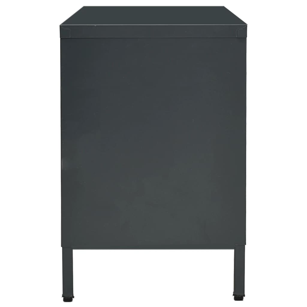 TV Cabinet Anthracite 105x35x52 cm Steel and Glass