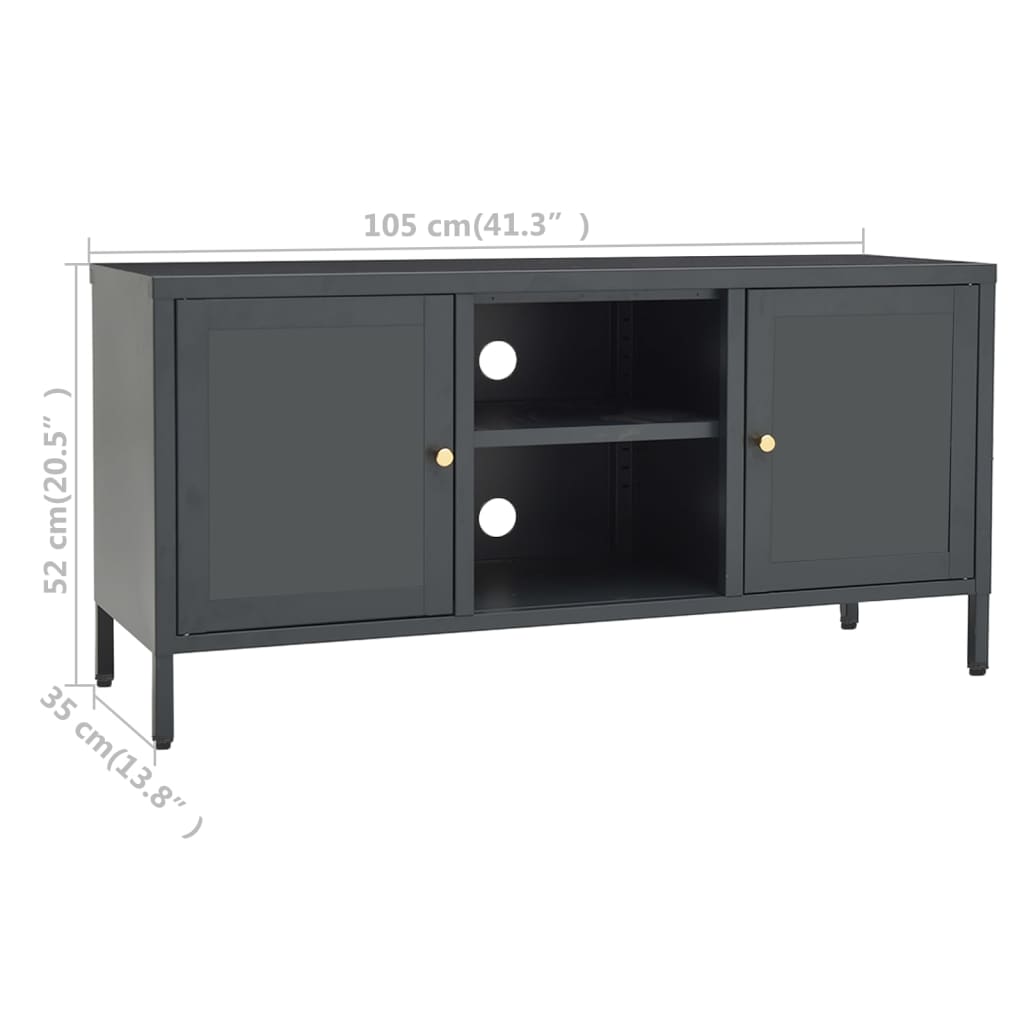 TV Cabinet Anthracite 105x35x52 cm Steel and Glass
